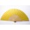 <p>Ventaglio con pagina in seta habotai 8 gialla, pronto per la pittura, dotato di montatura in legno di sicomoro colore naturale di 22 cm (altezza) per 42 cm (lunghezza). Assemblato in Spagna</p>